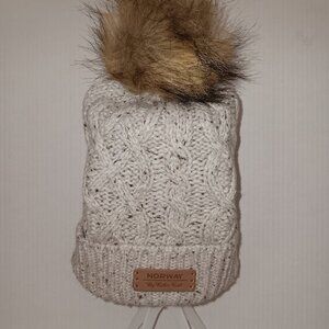 NORWAY by ROBBIN RUTH CABLE KNIT POM HAT